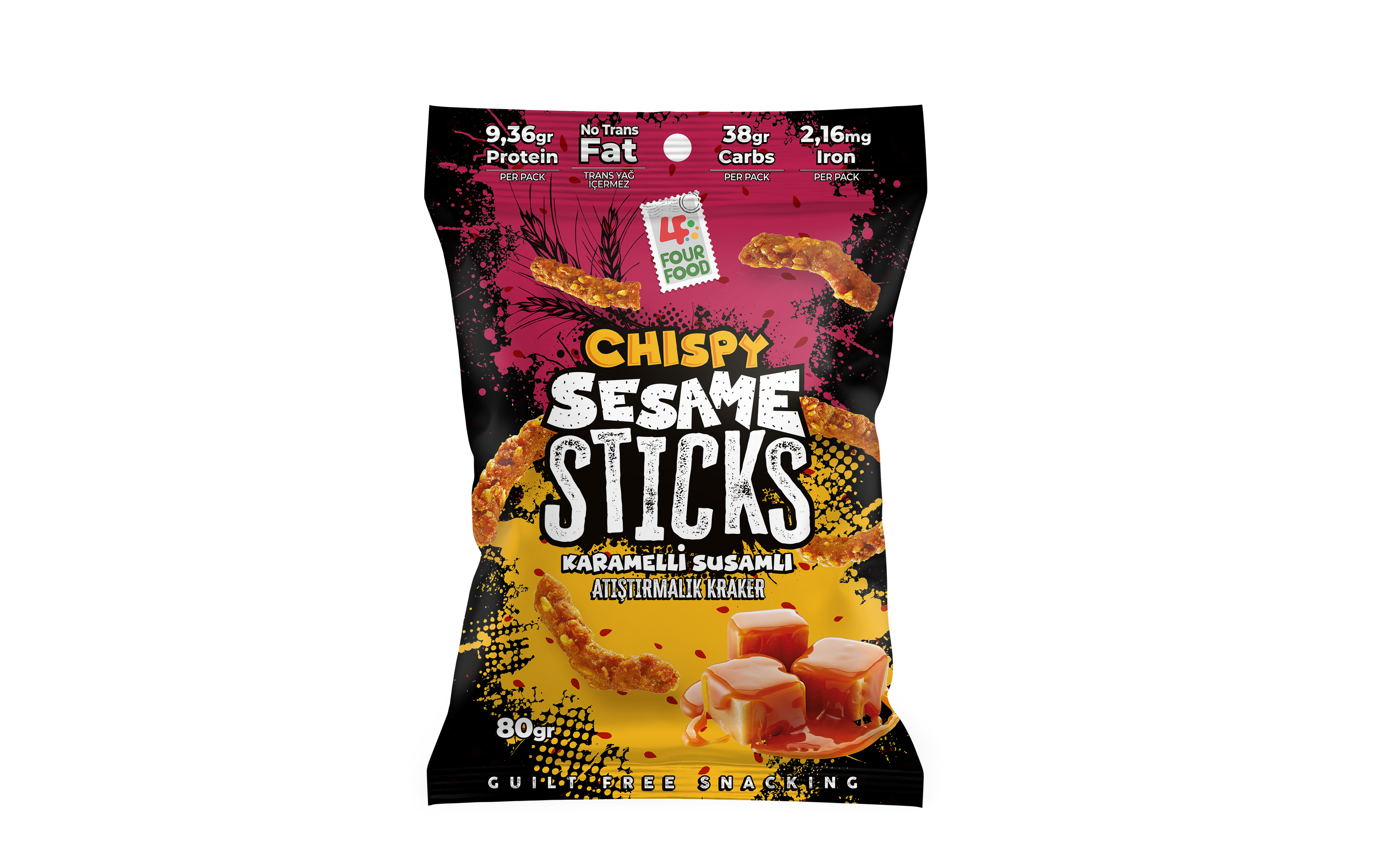 Chispy Caramel Sesame Sticks 80 g