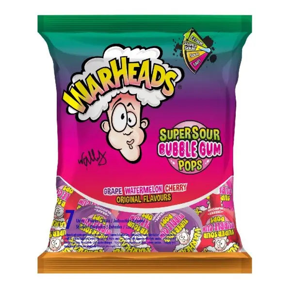 Warheads Super Sour Pops Grape Watermelon Cherry 105g Product vendor
