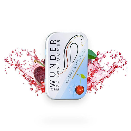 Wunder Cherry Toothpicks in a metal tin – 100 flavored sticks