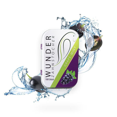 Wunder Zahnstocher Grape Mint in Metalldose – 100 aromatisierte Sticks