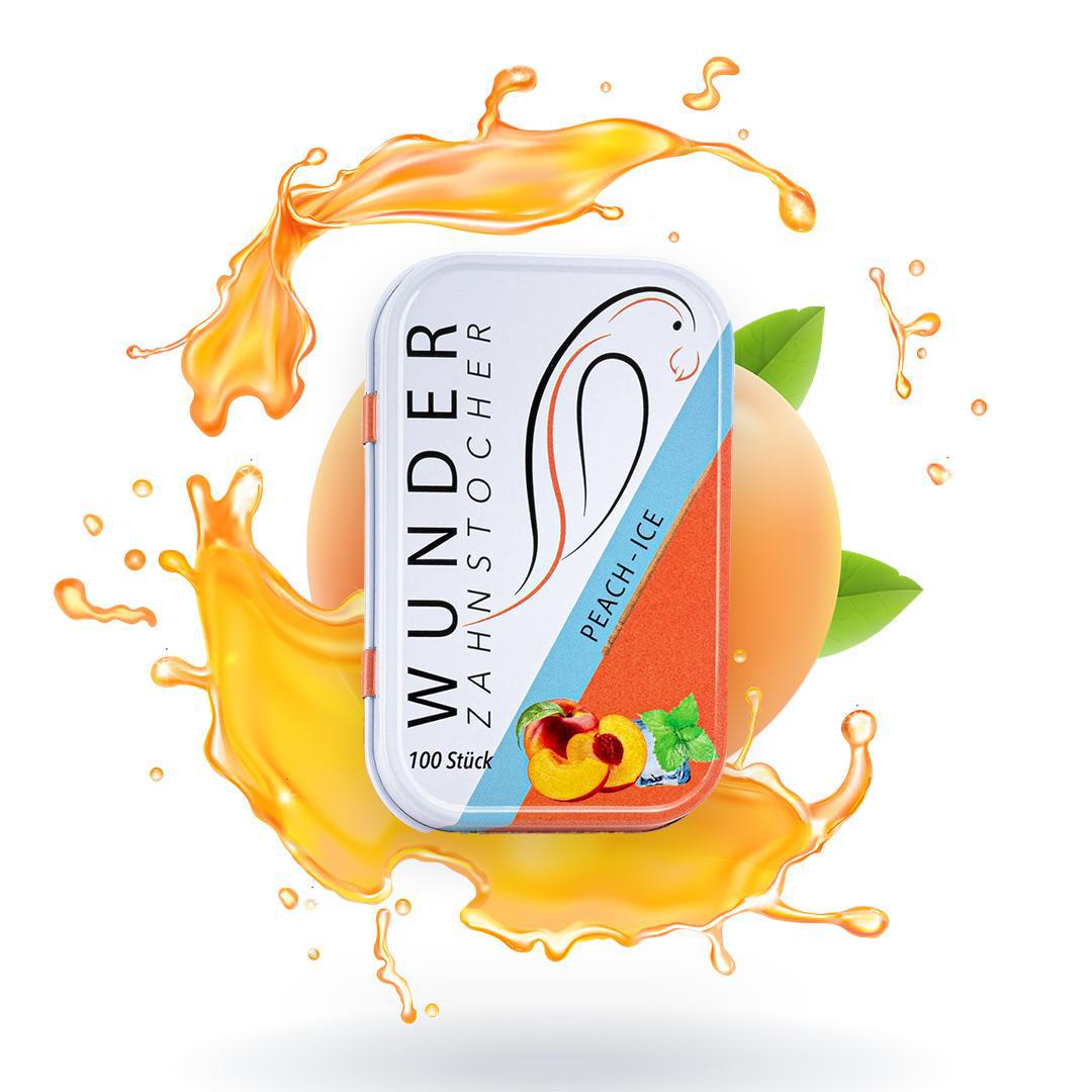 Wunder Zahnstocher Peach Ice in Metalldose – 100 aromatisierte Sticks