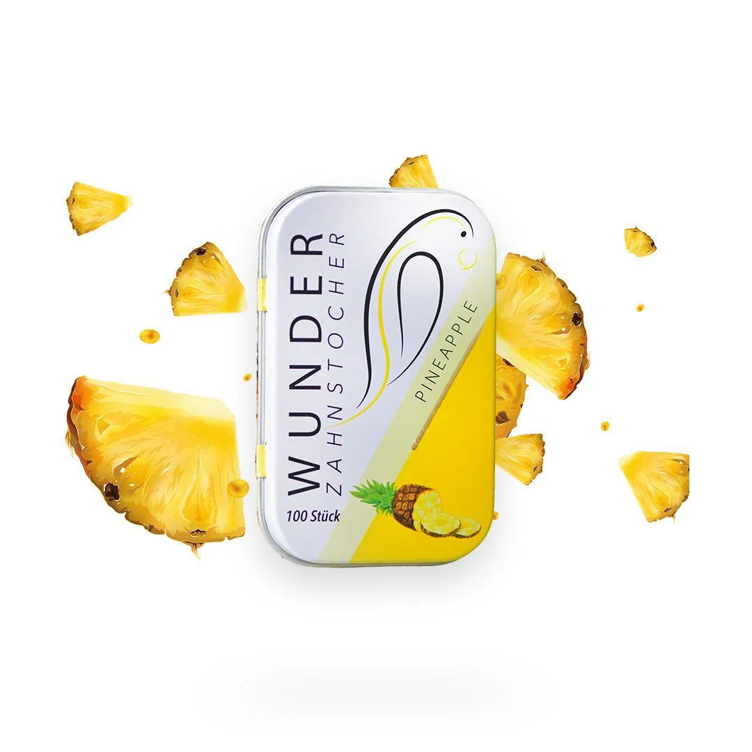 Wunder Toothpicks Pineapple in a Metal Tin – 100 Flavored Sticks